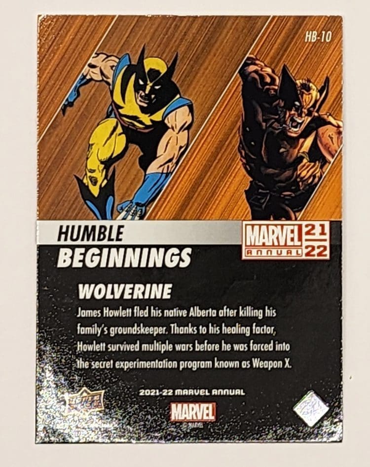 Wolverine "Humble Beginnings" Upper Deck 2021 Marvel Comic Card HB-10 Back