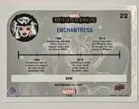 Enchantress Marvel Beginnings Upper Deck 2022 #22 Back
