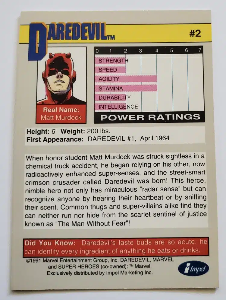 Daredevil Impel Marking 1991 #2