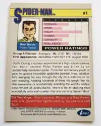 Spider-Man Marvel 1991 #1 Back