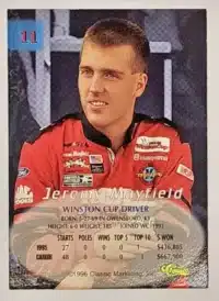 Jeremy Mayfield Classic 1996 "Silver" Card # 11 back