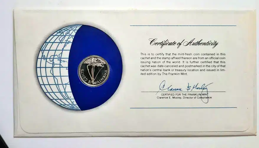 Bahamas coin-Stamped envelope back