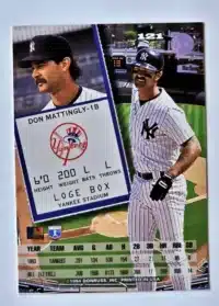 Don Mattingly Leaf 1994 Card #121 Back
