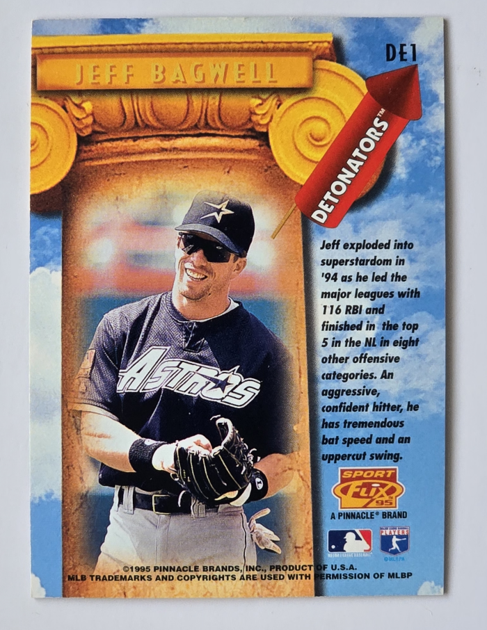 Jeff Bagwell Sportflix 1995 "Detonators" Card #DE1 Back