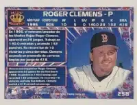 Roger Clemens Pacific Collection 1996 Card #258 Boston Red Sox Back