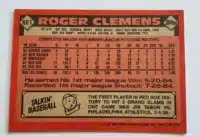 Roger Clemens Topps 1986 Card #661 Back