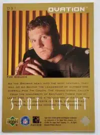 Tim Couch Upper Deck 1999 Card #OS1 Back