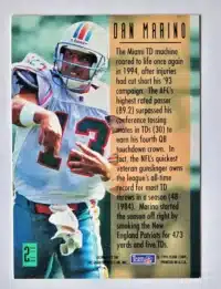 Dan Marino Fleer 1995 card #2 of 10 Back