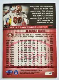 Jerry Rice Fleer 1999 Card 4 Back