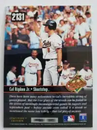 Cal Ripken Jr  Select 1995 card 2131 Back