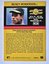 Rickey Henderson Gold Leaf 1991 #BC26 back