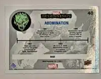 Abomination Marvel Beginnings Upper Deck 2022 Vol. 2 Series 1 Back  