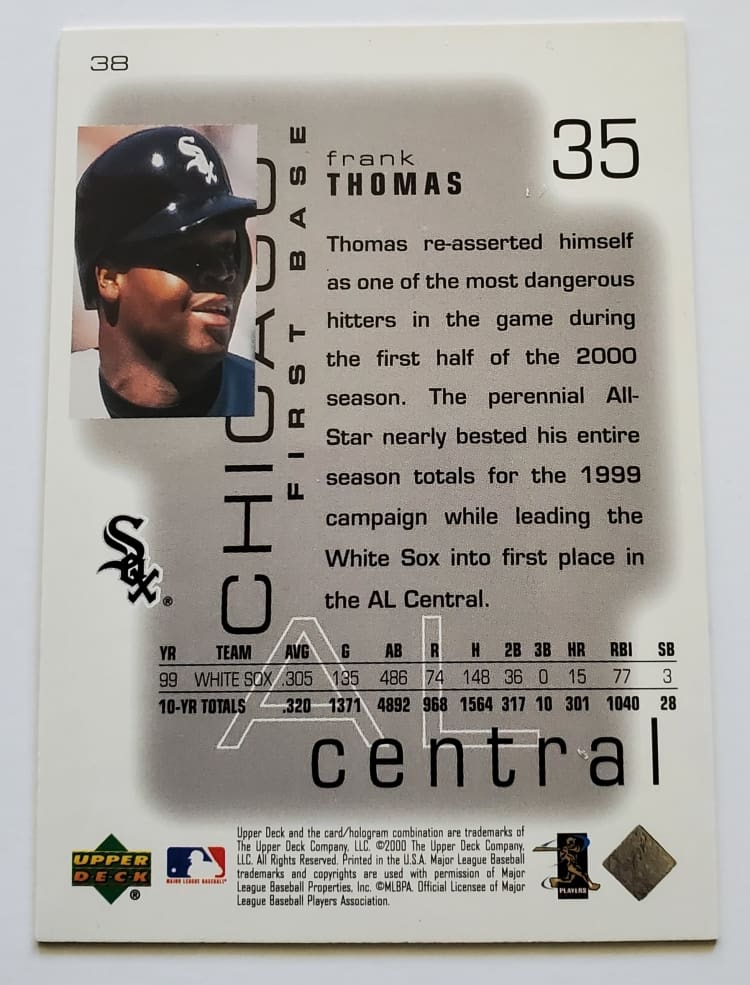 Frank Thomas Upper Deck 2000 Card #35 Back