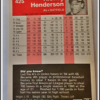 Rickey Henderson Fleer 1985 Card #425 Back