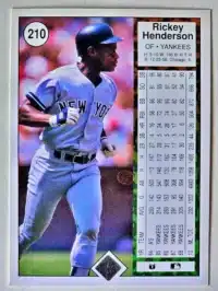 Rickey Henderson Upper Deck 1989 Card #210 Back