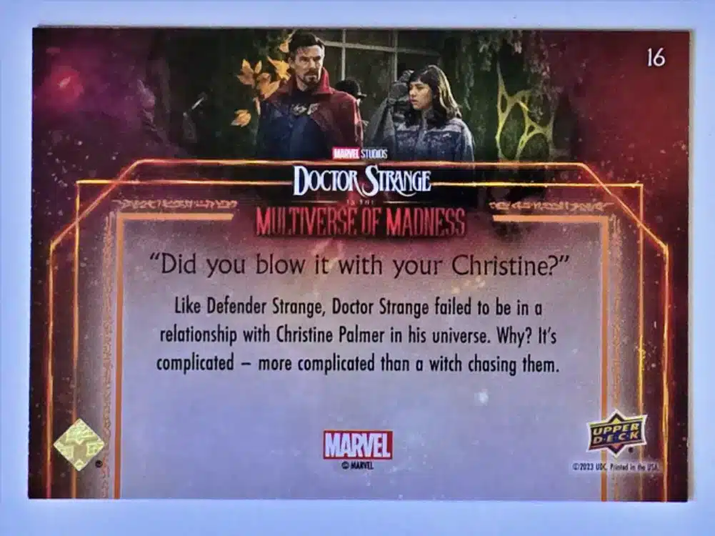 Doctor Strange Card 16 Upper Deck 2023 Universe of Madness Back