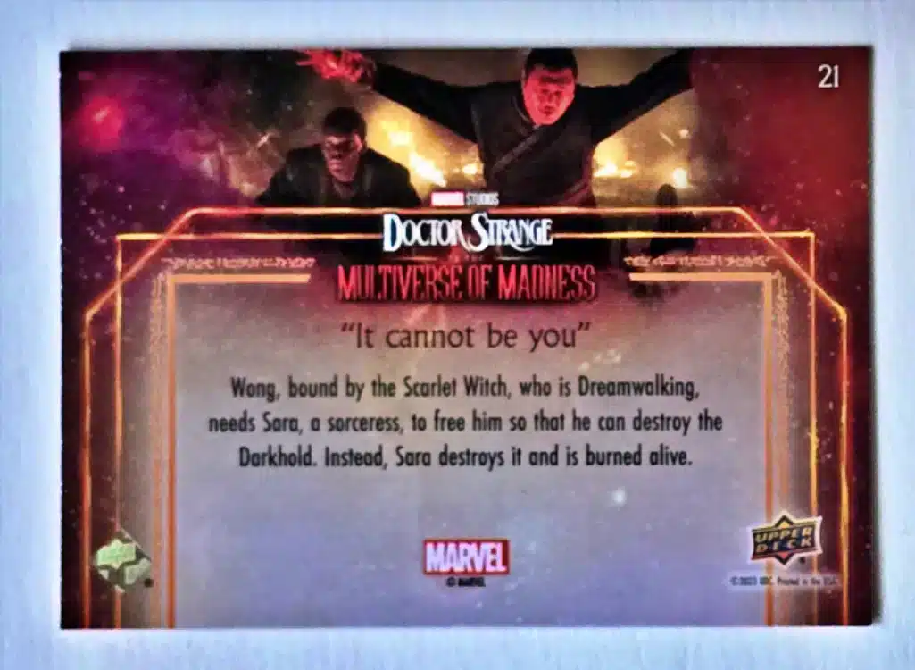 Doctor Strange Card 21 Upper Deck 2023 Universe of Madness Base Set Back