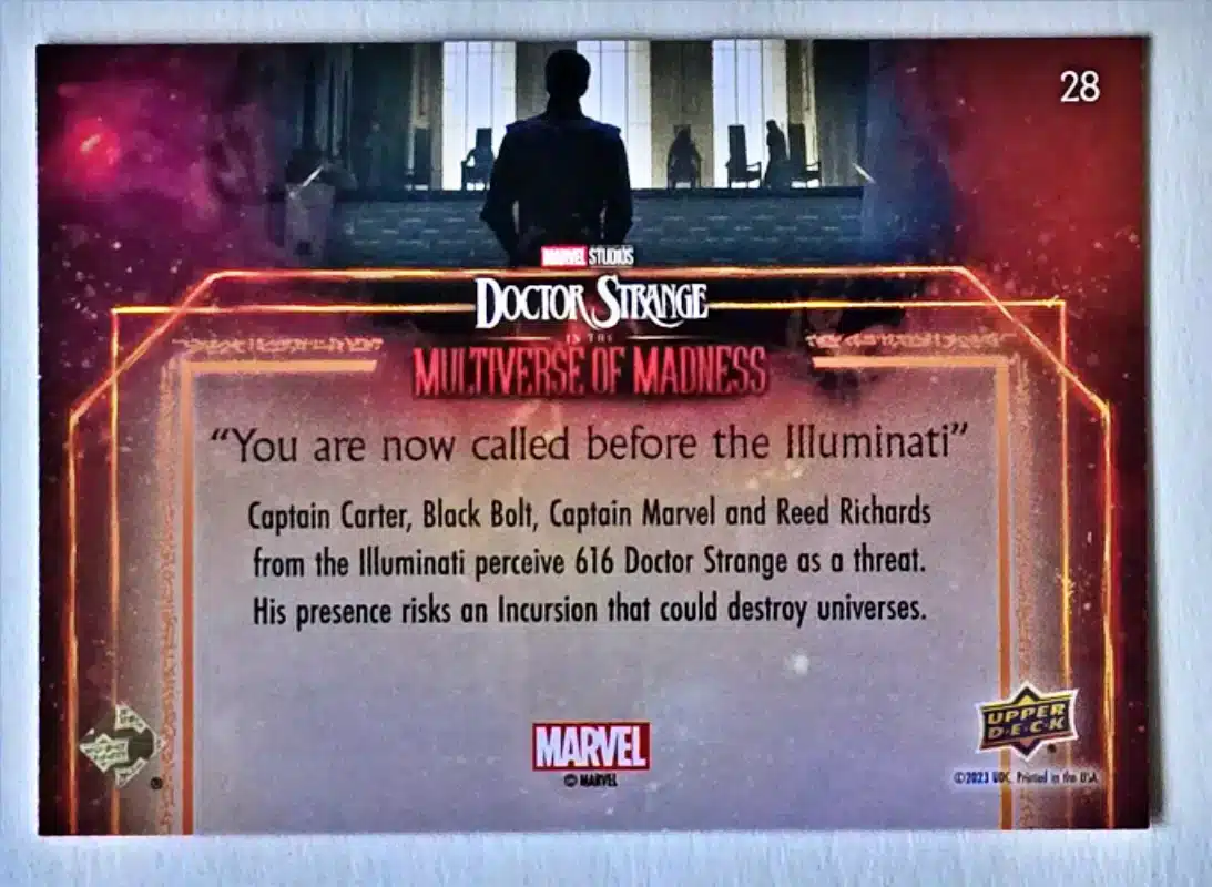 Doctor Strange Card 28 Upper Deck 2023 Universe of Madness Back