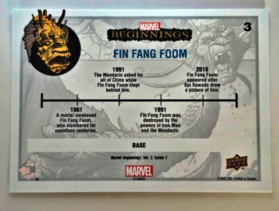 Fin Fang Foom Marvel Beginnings Upper Deck 2022 #3 Back
