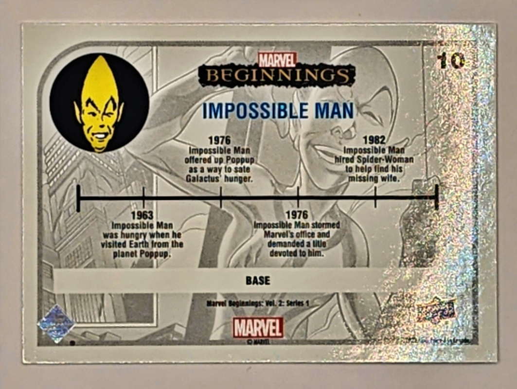 Impossible Man Marvel Beginnings Upper Deck 2022 #10 back
