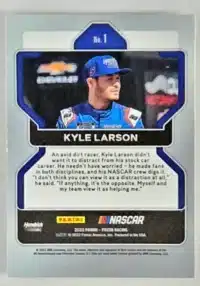 Kyle Larson Panini 2022 Prizm Racing Card #1 back