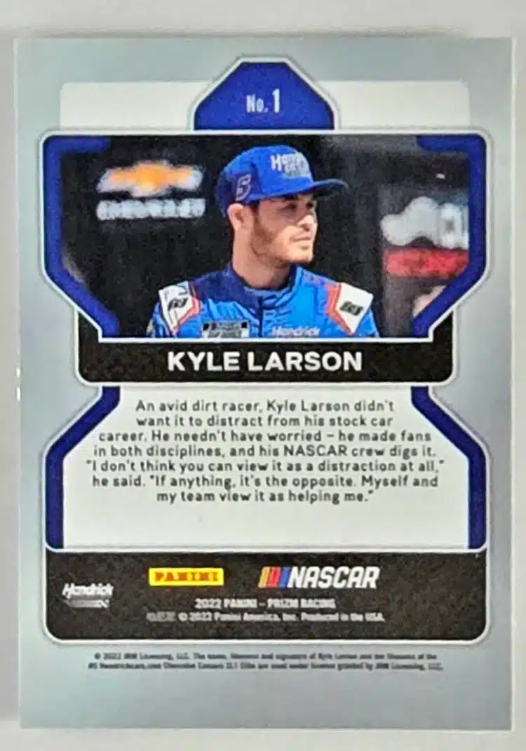 Kyle Larson Panini 2022 Prizm Racing Card #1 back