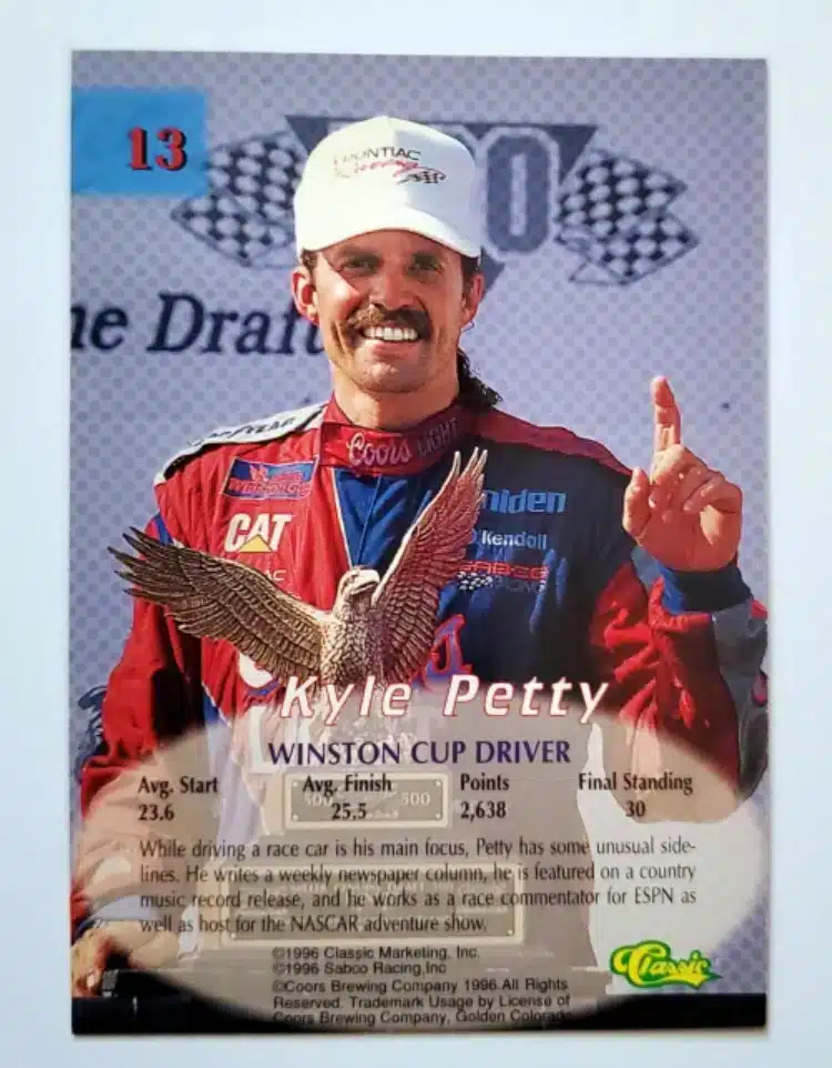 Kyle Petty Classic 1996 Card #13 back