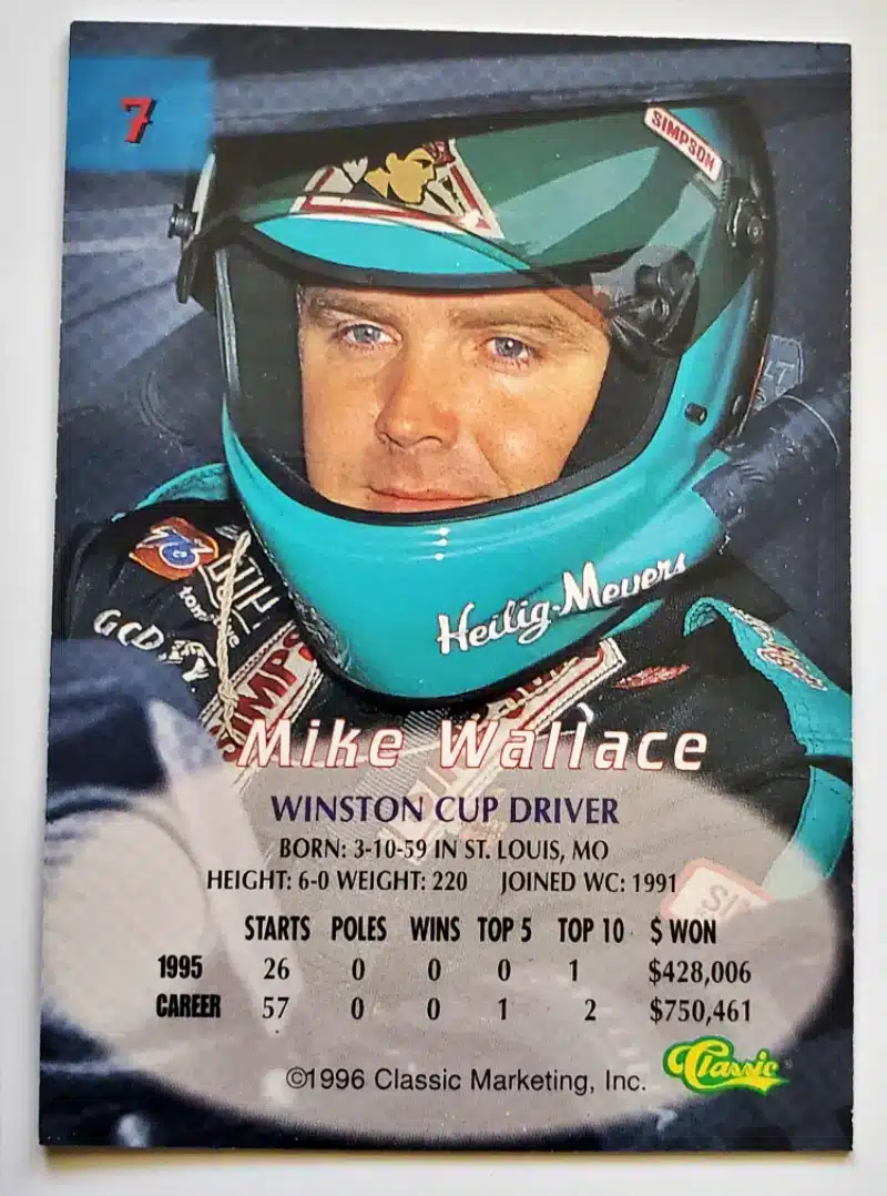 Mike Wallace Classic 1996 Card #7 Back