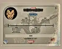 Namor Marvel Beginnings Upper Deck 2022 #1 Back