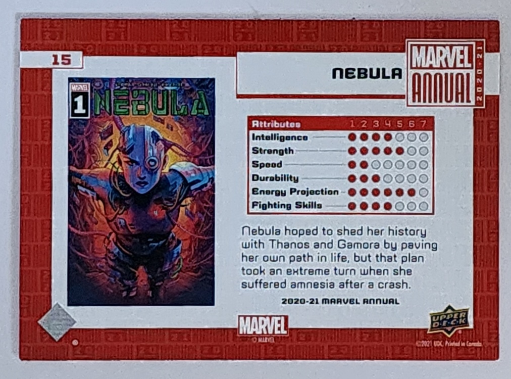 Nebula Marvel Annual 2020-21 Upper Deck #15 Back