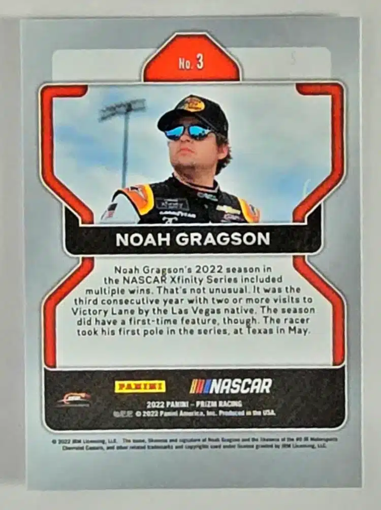 Noah Gragson Panini 2022 Prizm Racing Card #3 back