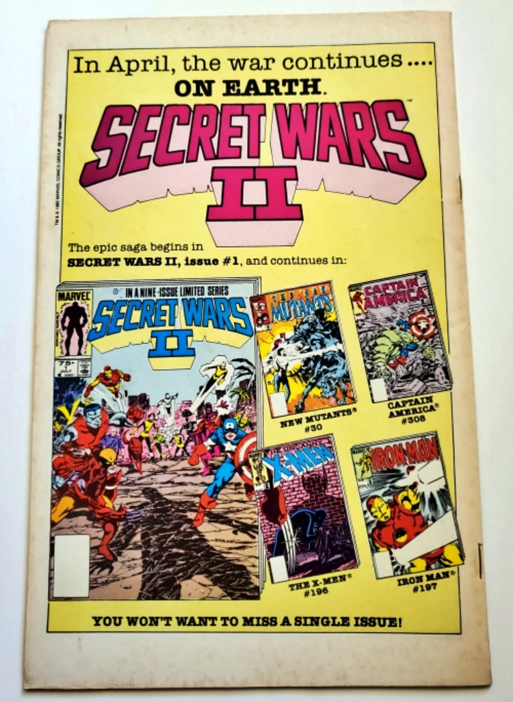 Peter Parker The Spectacular Spider-man Issue #102 May 1985 "A Life For A Life" Back