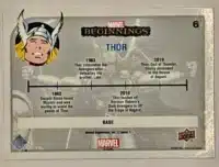 Thor Marvel Beginnings Upper Deck 2022 #6 Back