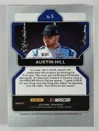 Austin Hill Panini Prizm Racing 2022-5 Back