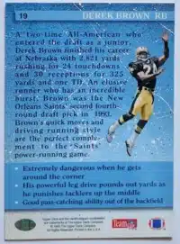 Derek Brown Upper Deck 1993 Card #18 Back