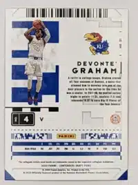 Devonte Graham Draft Picks Panini Contenders 2020-21 #31 back