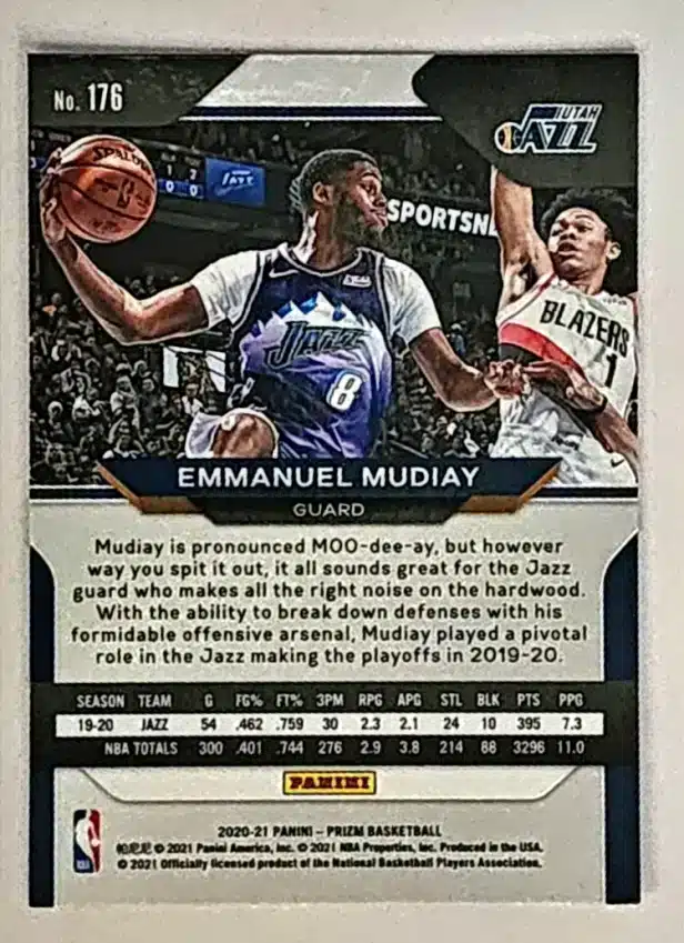 Emmanuel Mudiay Panini Prizm 2020 #176 back