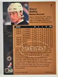 Garry Galley Parkhurst 1991 Card #7 Back