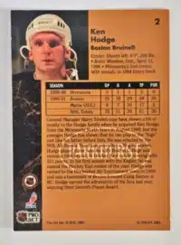 Ken Hodge Parkhurst 1991 Card #2 Back