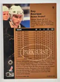 Ray Bourque Parkhurst 1991 Card #9 Back