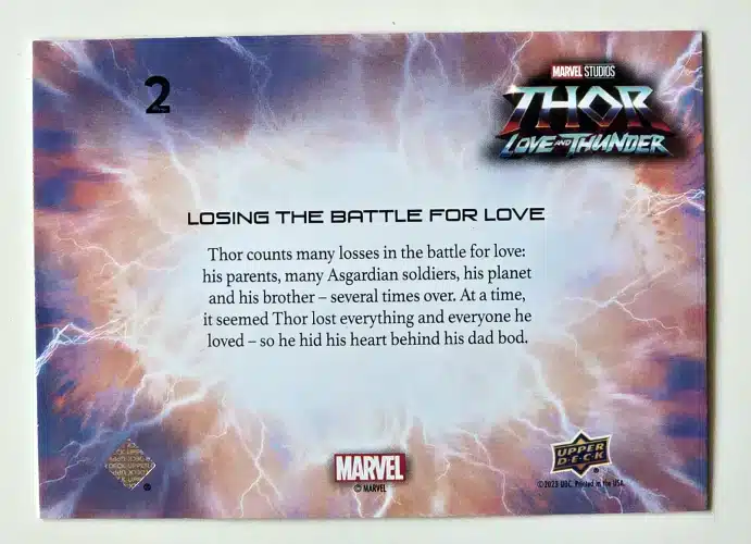 Love and Thunder Card 2 Upper Deck 2023 back