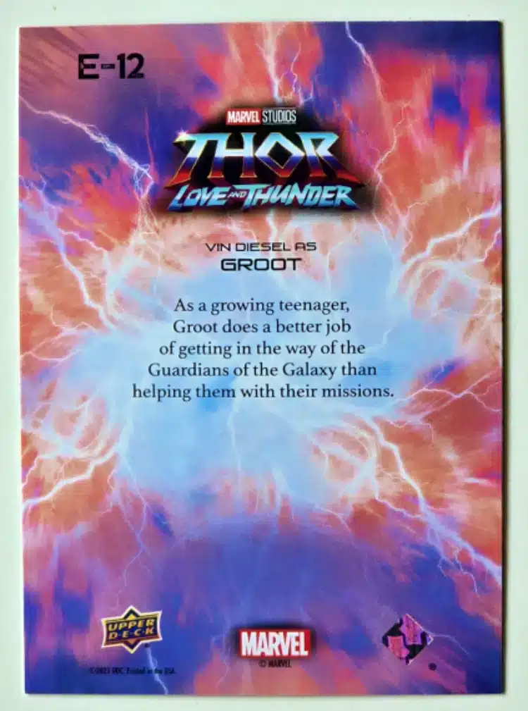 Love and Thunder Vin Diesel Card# E-12 back