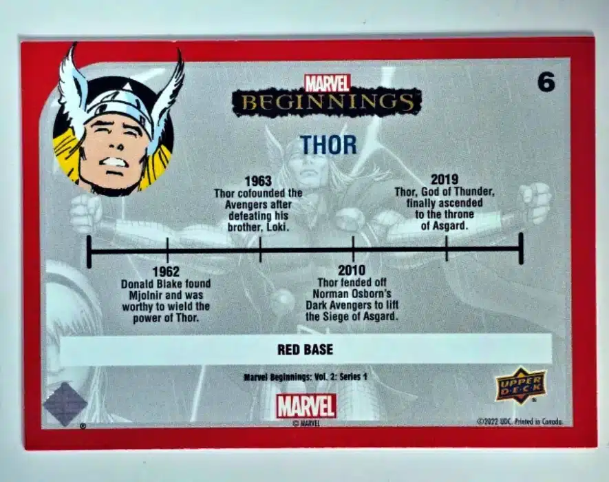 Thor Red Border Marvel Beginnings 2022 #6 Back