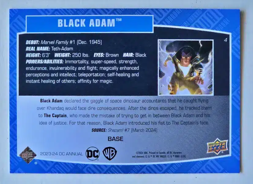 Black Adam Upper Deck 2023-24 #4 Back