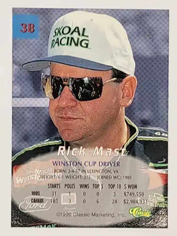 Rick Mast Classic 1996 Card #38 Back