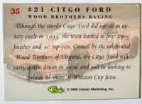 21 Citgo Ford Classic 1996 Card #35 Back