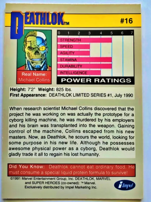 Deathlok Impel Marketing 1991 #16 Back