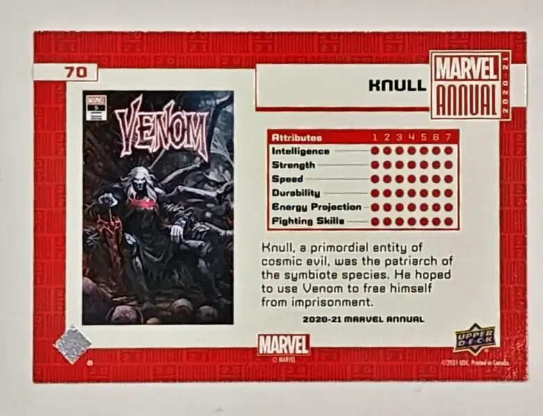 Knull Marvel Annual 2020-21 Upper Deck #70 Back