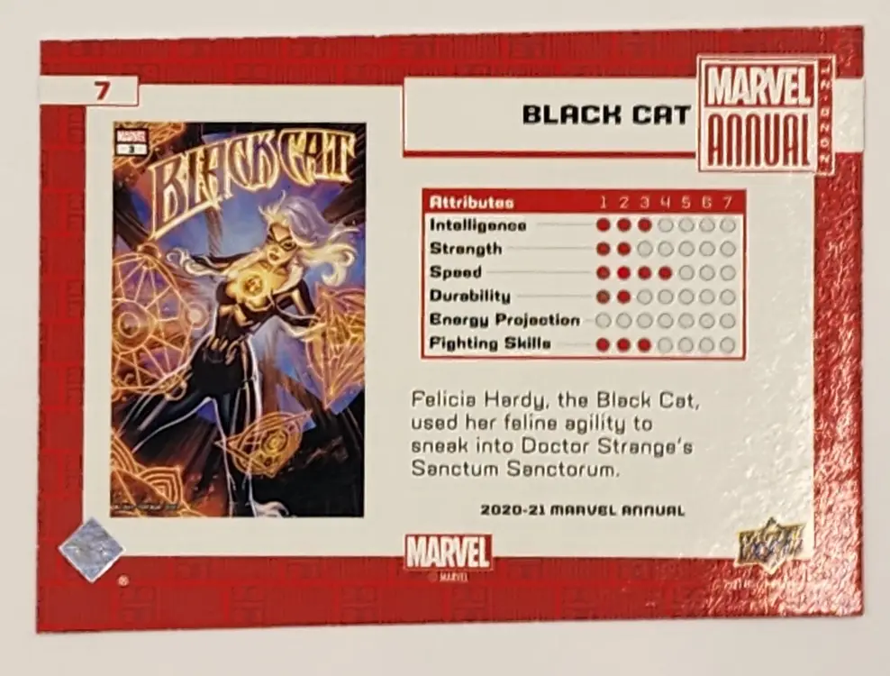 Black Cat Marvel Annual 2020 Variant Tier 2 Card #7 Back