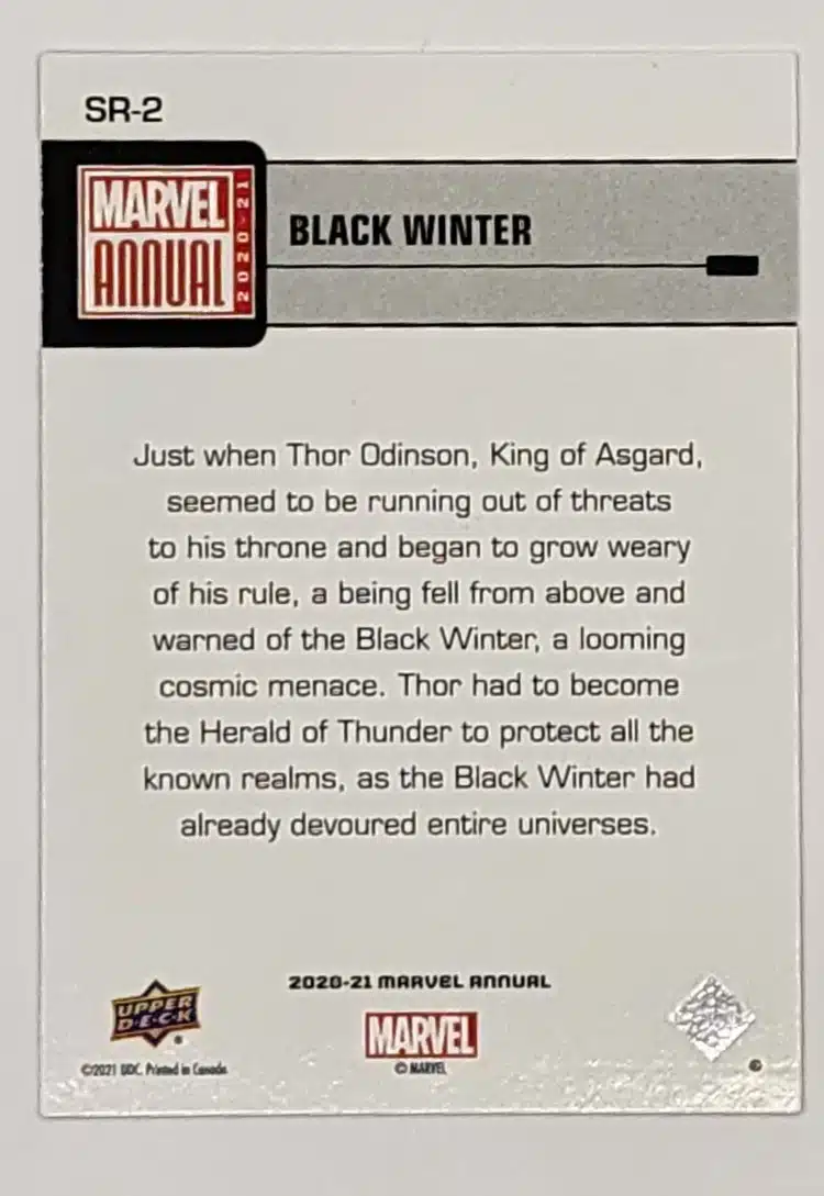 Marvel Annual Star Rookies 2020-21 Black Winter-SR-2 Back